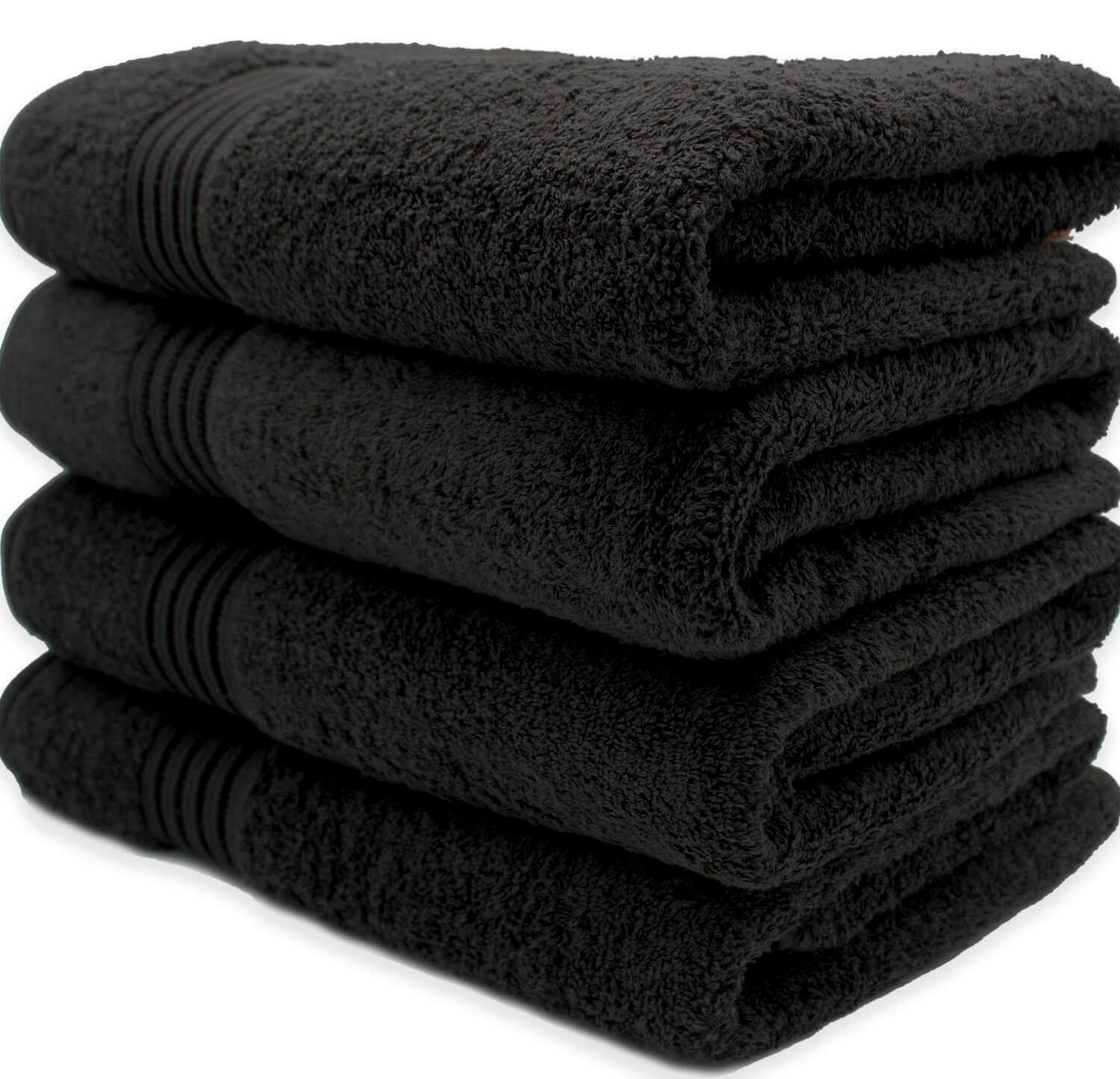 Black Bath Towels - 100% Cotton, Extra Soft, 4pcs Set